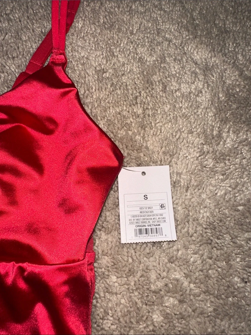 Auden Red Satin Bralette with Adjustable Straps
